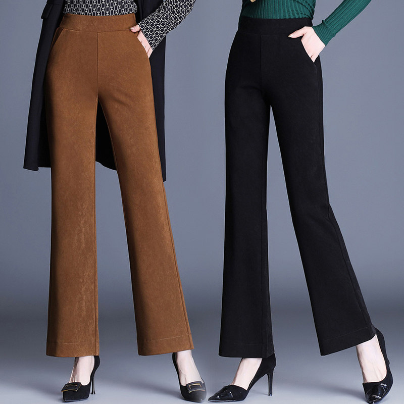 【9.9元清仓甩货】春秋厚度时尚简约高腰垂顺微弹牛奶丝微喇裤女