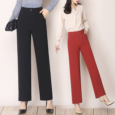 休闲垂顺雪纺九分直筒裤夏季