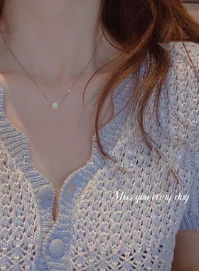 s925银链女锁骨吊坠和田玉