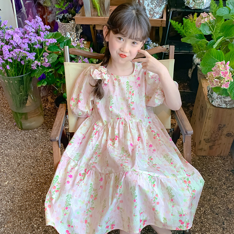 女童连衣裙夏季纯棉裙子韩版儿童娃娃领碎花裙宝宝薄款女孩公主