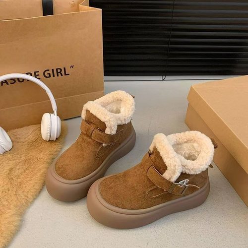 厚底雪地短靴子女冬季加绒加厚保暖2024新款勃肯鞋雪地棉鞋子外穿