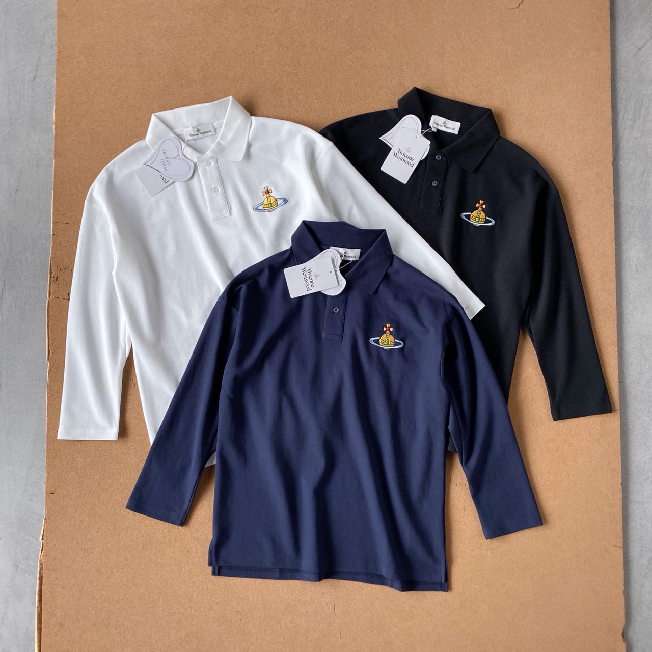 【西太后polo领长袖】重工刺绣带扣Polo领长袖T恤男女同款休闲衫