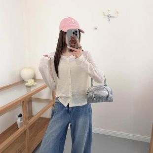 薄款 新款 微透圆领宽松百搭上衣女 」春季 「莱赛尔糖果色防晒开衫