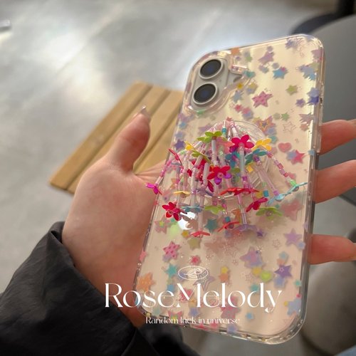 春夏彩色星星适用华为pura70pro手机壳pura70立体花花流苏支架mate60少女心mate60pro镭射mate70pro双层防摔