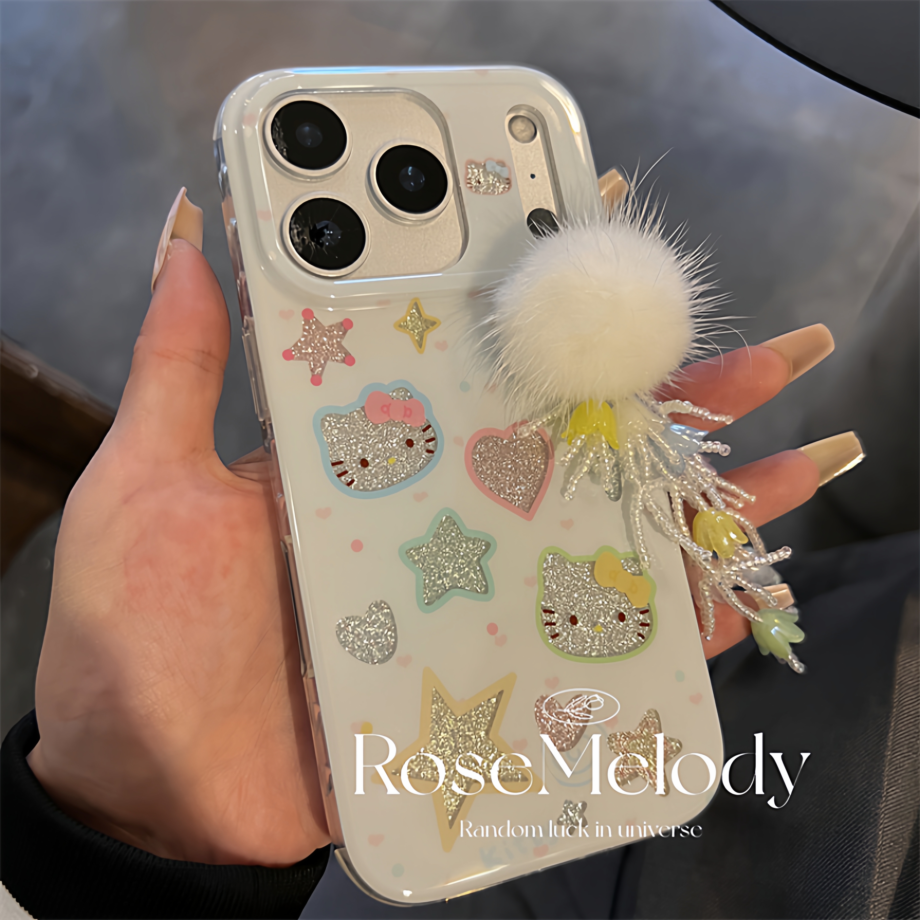 ins韩系闪粉星星kitty猫咪适用iPhone17promax手机壳苹果15彩色铃兰花流苏16pro小众13保护套14少女15pro防摔