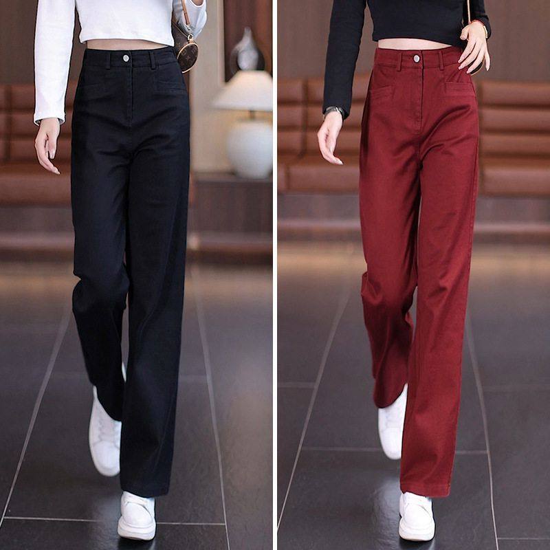 秋季2024牛仔垂感宽松高腰显瘦时尚女阔腿裤版长裤窄新款百搭直筒