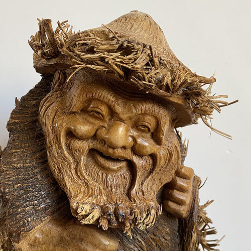 中式家居装饰竹根雕渔翁摆件