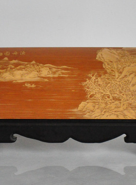 手雕文玩竹片臂搁【留青竹刻】办公室桌面案头小摆件 雅玩手把件