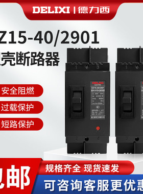 德力西空气开关220V 塑壳断路器DZ15-40/2901空开16A 20A 32A 40A