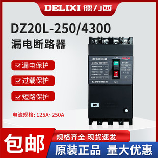 4300 250 160A200A225A250A家用 DZ20L 德力西漏电断路器漏电开关