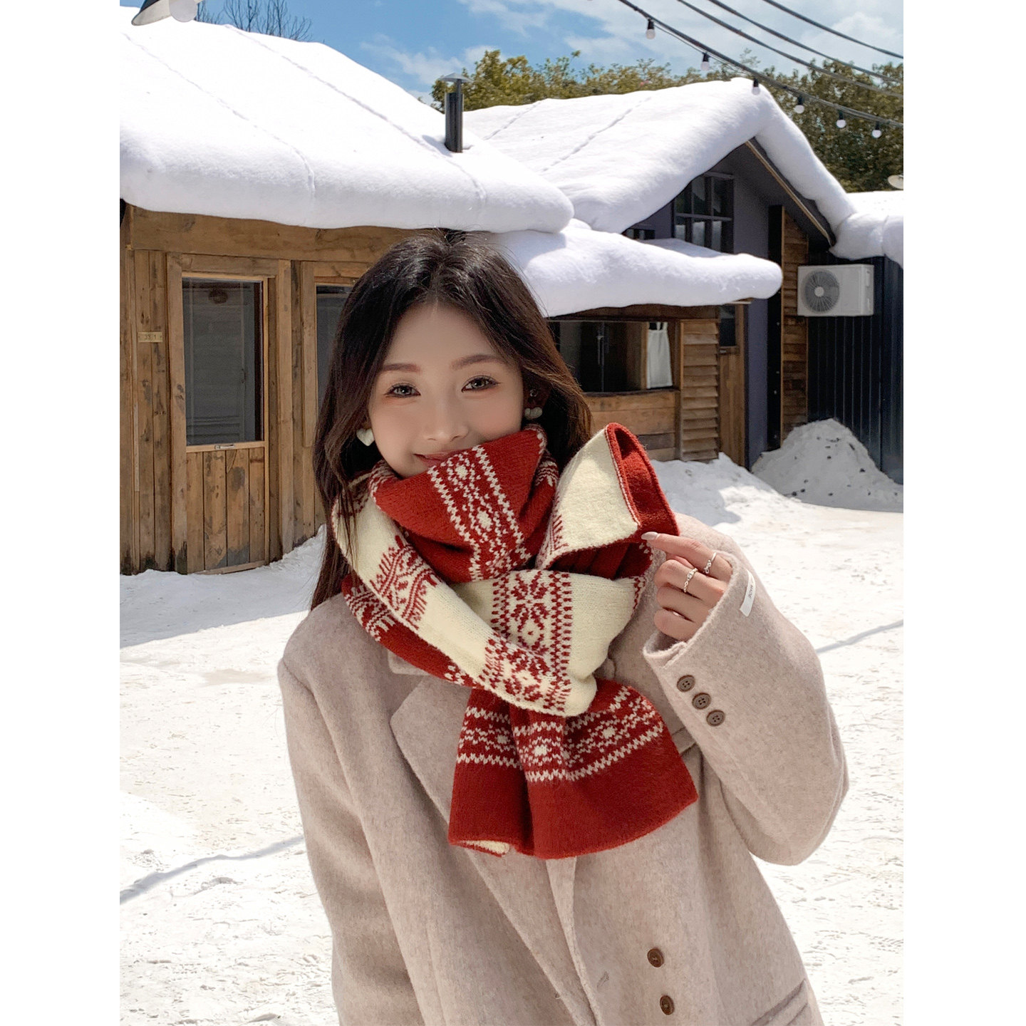 新年围巾女冬季2025新款加厚韩系氛围感学生百搭秋红色费尔岛双面,服饰配件/皮带/帽子/围巾,围巾/丝巾/披肩,淘宝优惠券,粉丝福利购,淘宝优惠卷