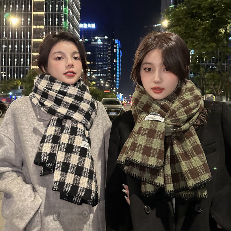 围巾女冬季2025新款高级感格子