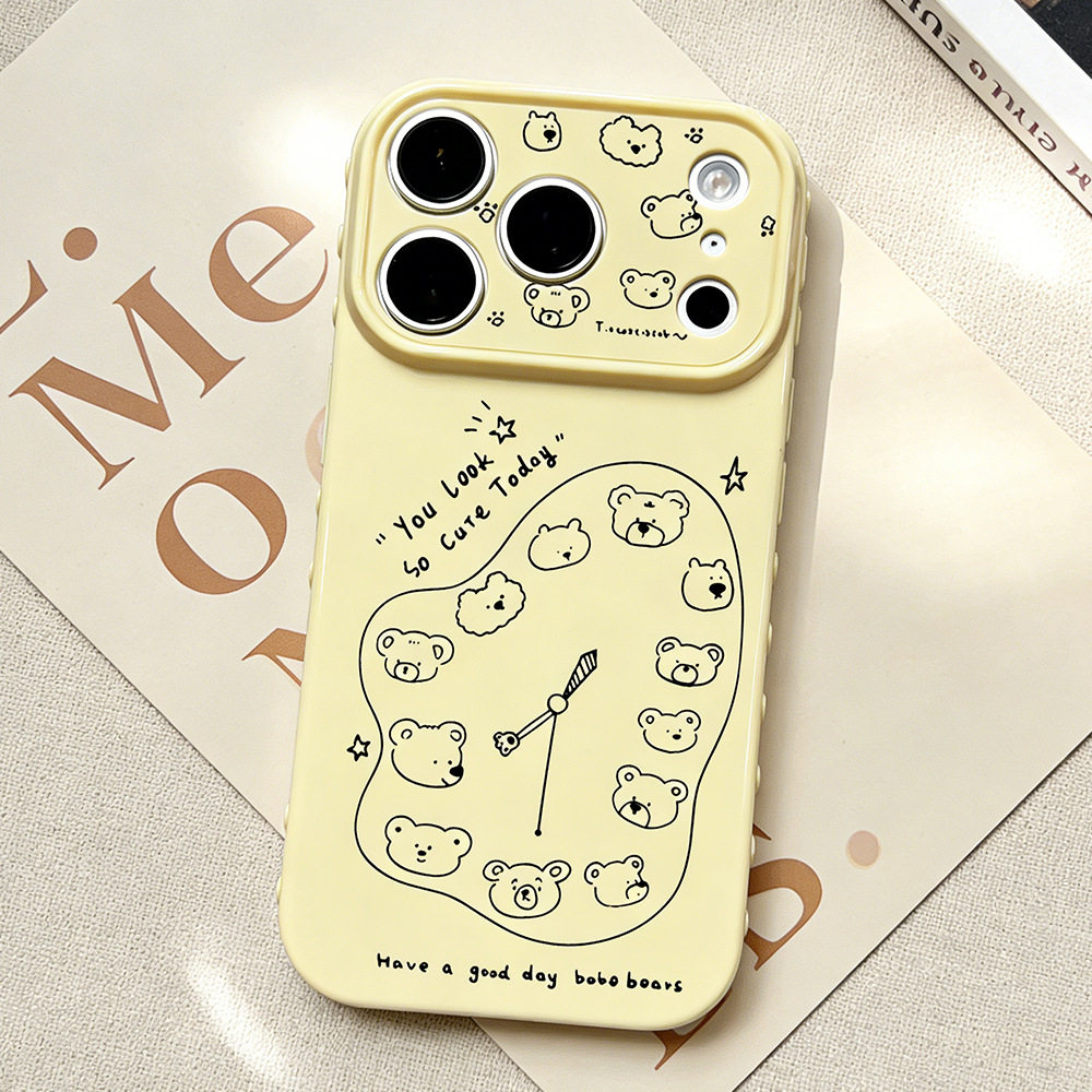 黑色熊钟表字母适用iPhone17