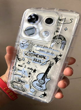 文英吉他适用于iPhone16/15promax手机壳简约新款iPhone14plus文字苹果15小众12/11个性X潮流XSMAX/X13/14pro