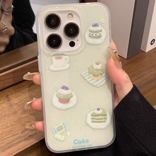 ins风可爱卡通小熊蛋糕适用于iPhone17/16promax手机壳新款苹果15pro/14软壳16plus防摔12全包边11/13p保护套
