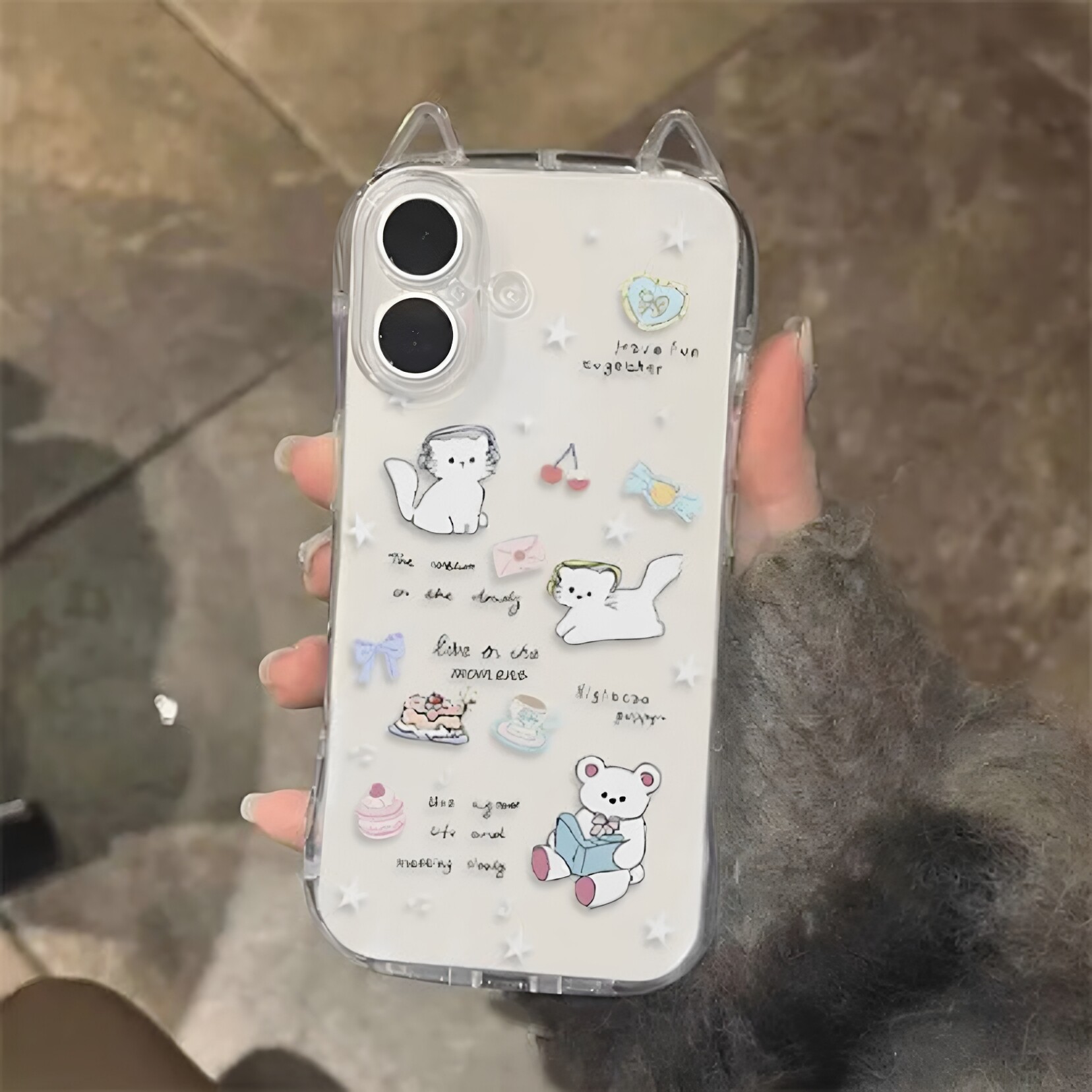 耳机猫咪立体耳朵适用iPhone17promax手机壳苹果16pro软壳15/14promax防摔13可爱12pro卡通11promax保护套