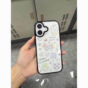 篮子小狗适用于iPhone17pro手机壳可爱苹果16/15pro萌系14plus透明软壳13pro/12pro卡通11印花手机保护套