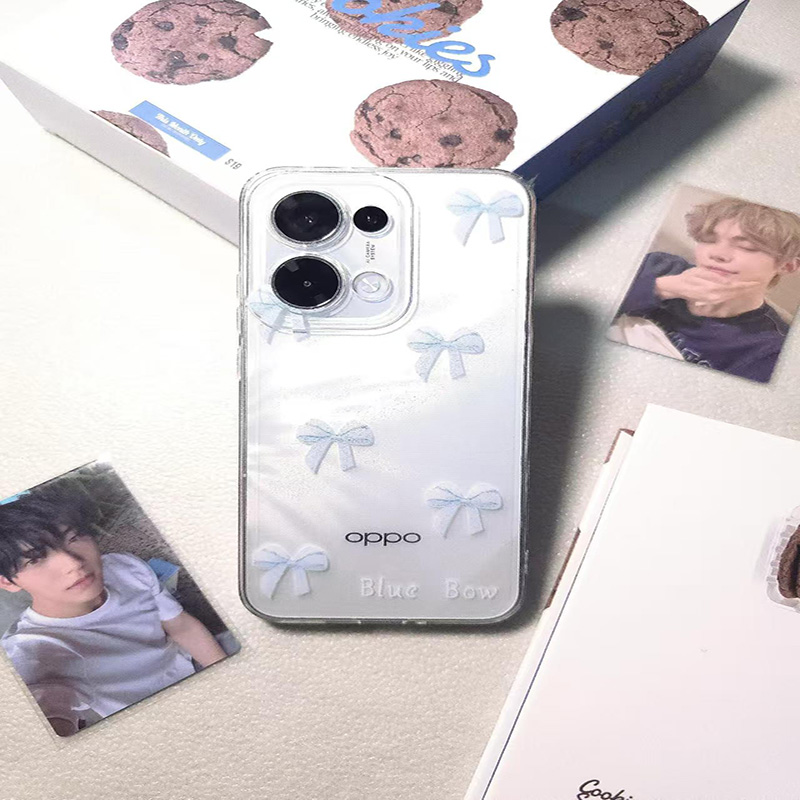 ins风蓝色蝴蝶结适用于OPPOreno13pro手机壳reno12/11/10/9/8/7/6/5/4/3pro全包防摔reno10pro+新款保护套