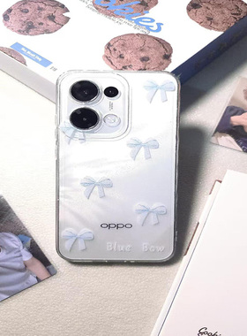 ins风蓝色蝴蝶结适用于vivox200promini手机壳x100/x90/80/70/60/50pro全包防摔x30/27/23幻彩/21新款保护套