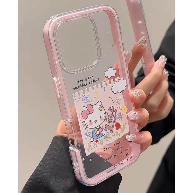 创意个性kitty的春日涂鸦日记适用iPhone17promax手机壳苹果16plus可爱15透明14/13pro软壳12防摔11保护壳