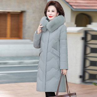 羽绒服女冬2025中长款加厚狐狸毛领连帽中老年婆婆外套修身型
