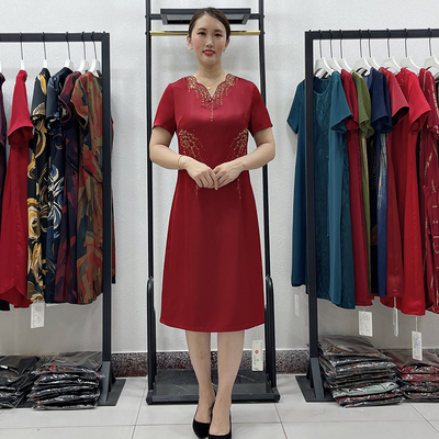 【XL-8XL】醋酸真丝喜婆婆连衣裙