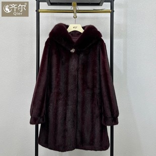 貂绒大衣 中老年女2025新款 妈妈冬装 今年流行皮毛一体外套高贵大码