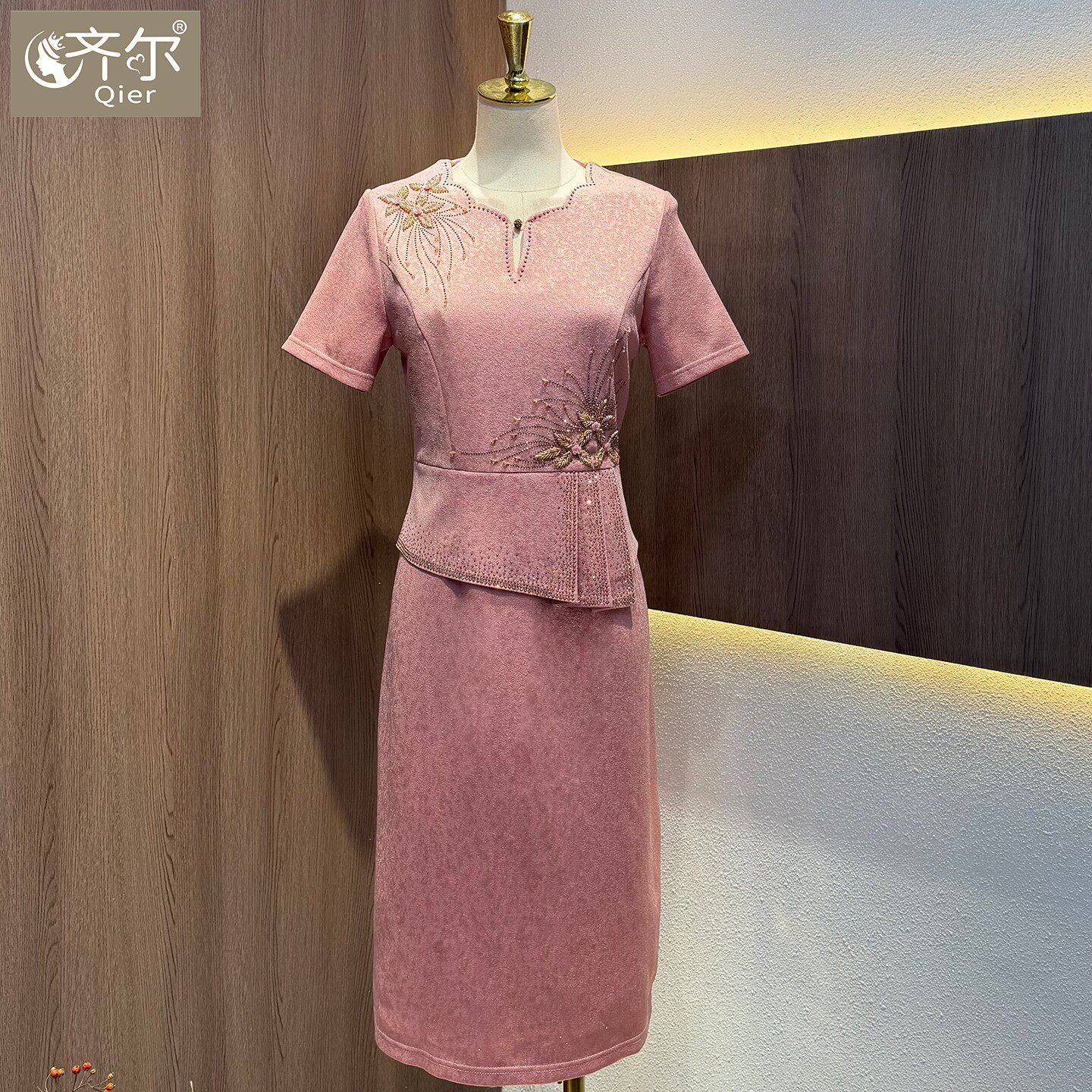 粉色假两件喜婆婆婚宴装高贵年轻高端洋气妈妈装婚礼服平时可穿