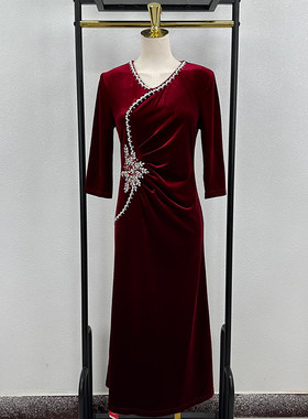 金丝绒高档喜服晚礼服妈妈款