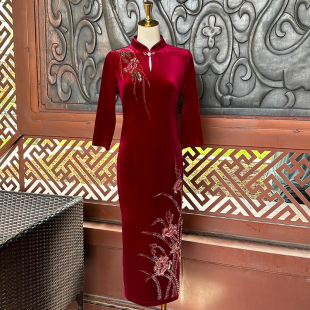高端喜婆婆婚宴装参加婚礼妈妈礼服高贵重工丈母娘旗袍显瘦连衣裙