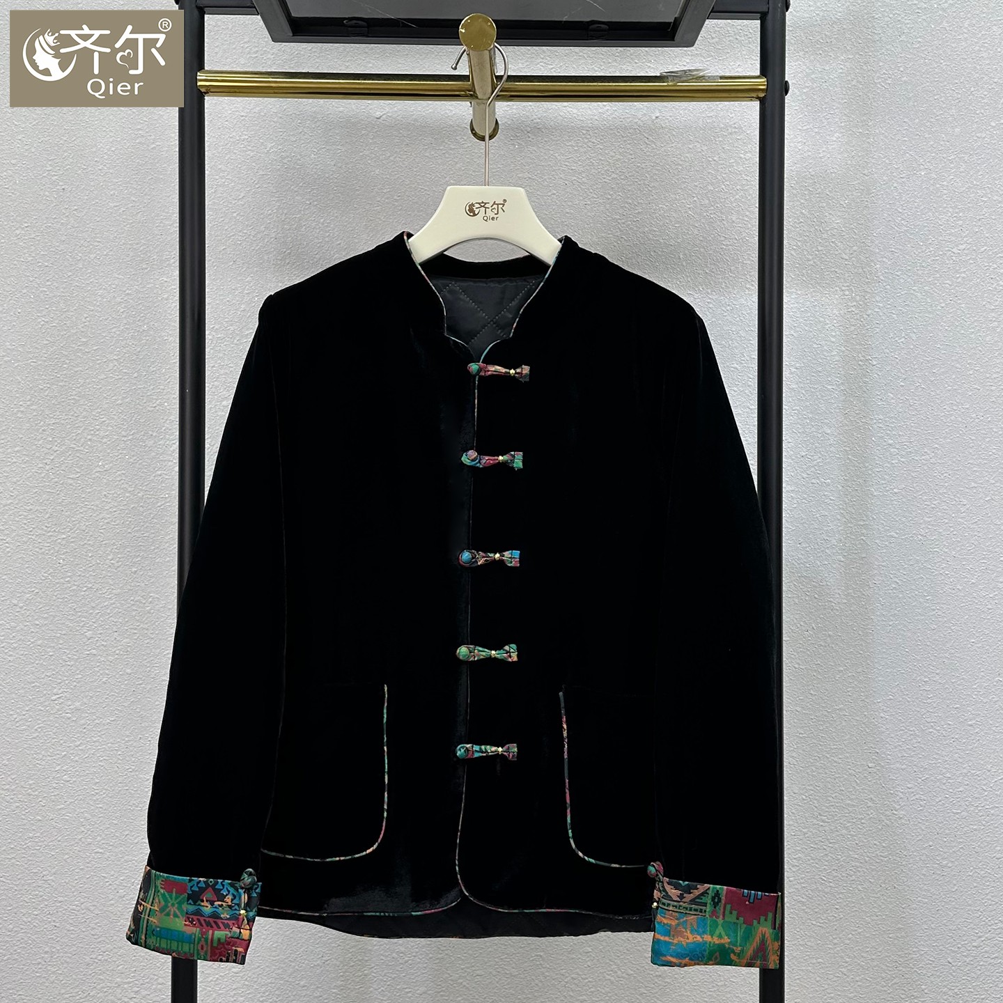 加棉秋冬真丝绒国风外套女2025新款复古盘扣保暖长袖新中式上衣