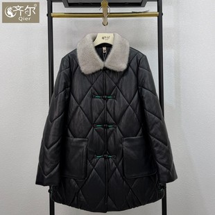 新中式羊驼绒中老年女装棉服皮衣盘扣妈妈保暖加厚新款冬季外套