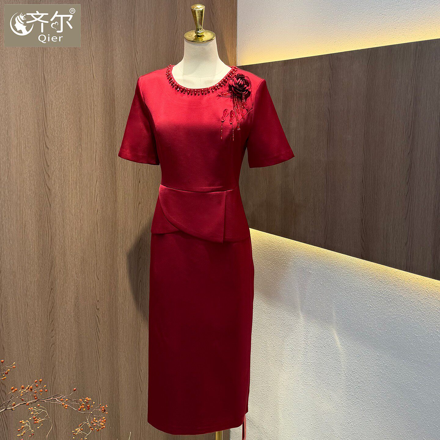 红色喜婆婆结婚旗袍女短袖2026新款高贵妈妈婚宴礼服轻奢高级夏季