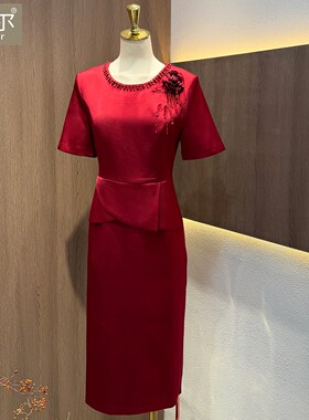 红色喜婆婆结婚旗袍女短袖2026新款高贵妈妈婚宴礼服轻奢高级夏季