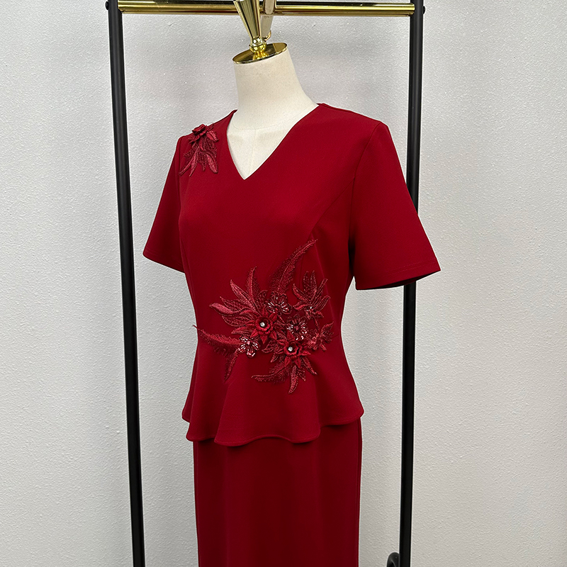 纯手工缝制假两件喜服套装