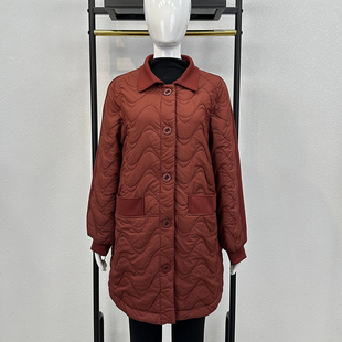 休闲中老年风衣中长款 中年胖妈妈秋装 外套轻薄羽绒棉服2024新款