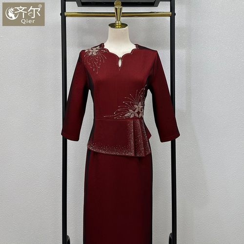 高端喜婆婆婚宴装旗袍年轻结婚妈妈婚礼礼服小个子气质大牌假两件