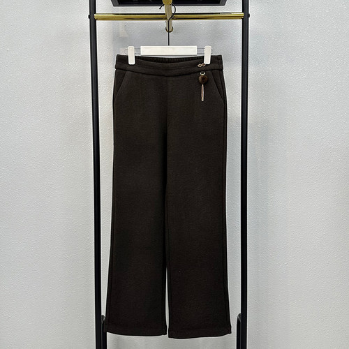 羊毛2025冬季新款裤子洋气中老年妈妈显瘦高腰直筒裤休闲阔腿裤