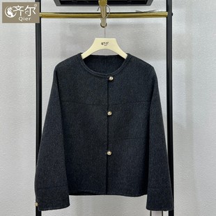 高级感双面绒大衣女短款100%羊毛呢子小个子百搭妈妈简约外套秋冬