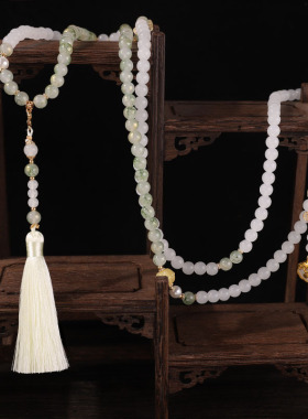 新中式长款串珠项链国风长斜挎链新款爆款高级感毛衣链古装配饰女