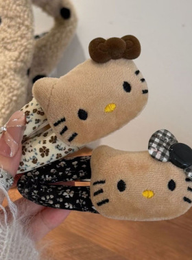 可爱清透领结猫咪碎花掰掰夹少女心侧边夹刘海夹甜美百搭发饰头饰