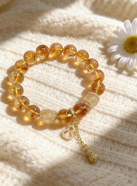 仿黄水晶小霸王双葫芦手链女款手链轻奢精致百搭仿黄水晶手串女