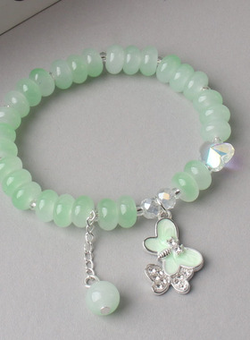 蝴蝶串珠手链 少女心彩色琉璃手串设计学生闺蜜手饰礼物女孩手链