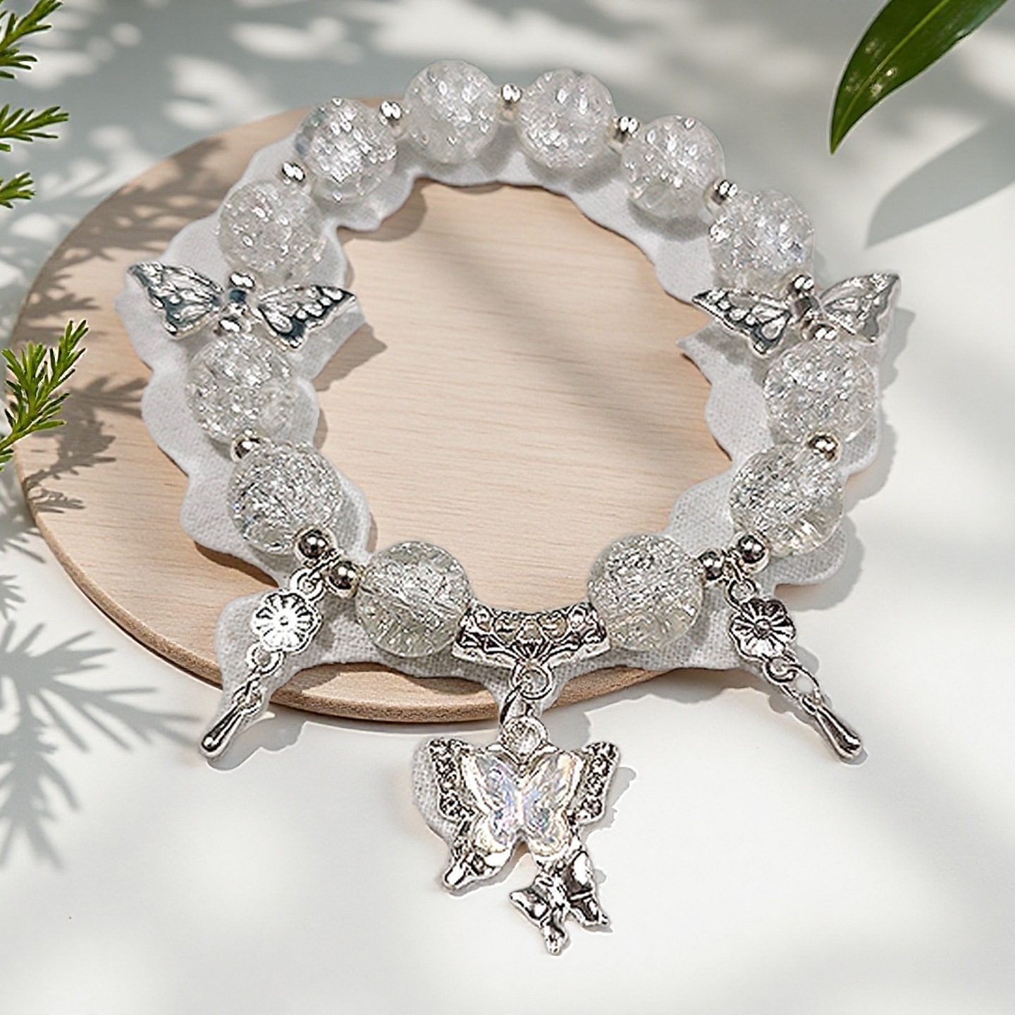 女孩手链爆花琉璃蝴蝶手链冰透爆珠串珠古风手串学生手链礼物