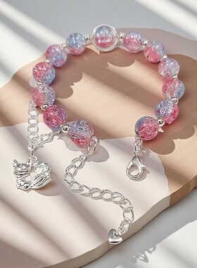 少女九尾狐爆花琉璃手串记忆钢圈可调节百搭手链小众轻奢简约跨境