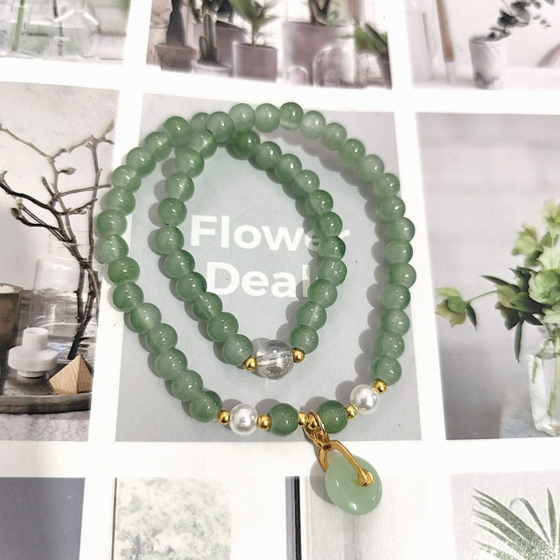 仿东陵绿双圈玻璃手链女生手串古风平安扣中式学生玉色琉璃手链,饰品/流行首饰/时尚饰品新,手链,淘宝优惠券,粉丝福利购,淘宝优惠卷