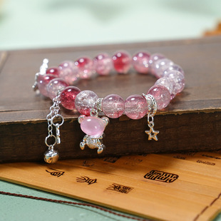 中式少女手链学生琉璃手串女孩小熊手链蝴蝶手串银蛇手链同学礼物