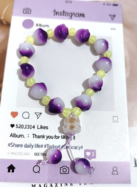 炭烧猫爪仿菩提根盘玩手串学生手链仿白玉菩提子女孩玻璃手链礼物