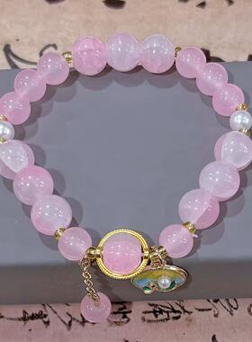 爆花水晶玻璃珠油画手链女孩手链礼物闺蜜学生手串古风手链手饰