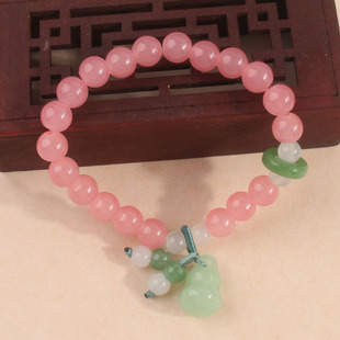 新款仿玉葫芦手链琉璃手链流苏树叶玉锁手串学生古风手链国风礼物